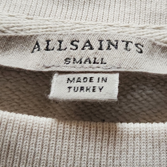 ALL SAINTS Sweatshirt Women's Small White Pullover Grunge Metal Side Clips - Picture 3 of 13